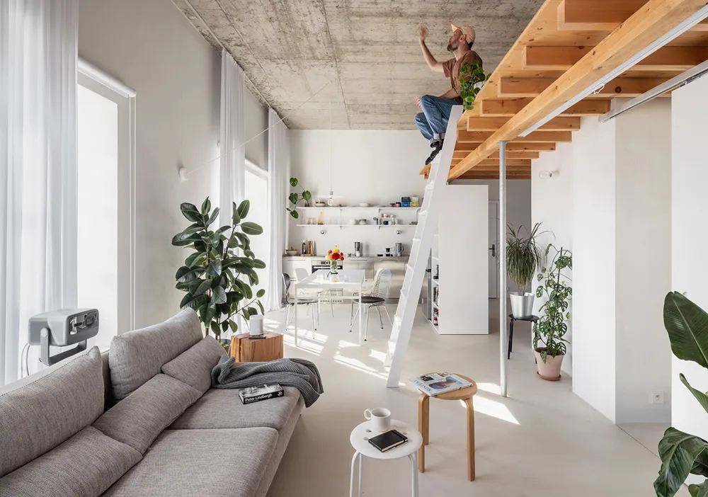 Бетонний потолок і антресоль: лофт у Словаччині (80 кв. м) - Gallery image 2