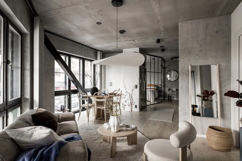 Маленькая скандинавская квартира с бетонными стенами (46 кв. м) - Gallery image 2