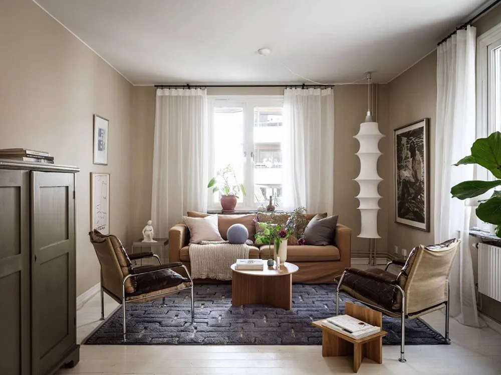 Appartement scandinave avec salon beige et chambre à coucher terre deSienne (68 m²) - Gallery image 2