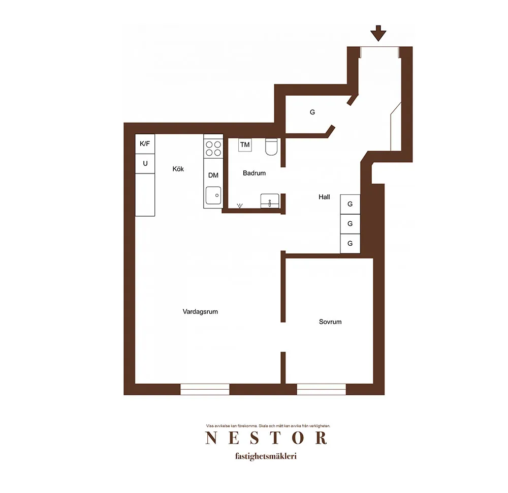 Амбарная дверь и кухня в нише: компактная и стильная двушка в Швеции (46 кв. м) - Gallery image 19