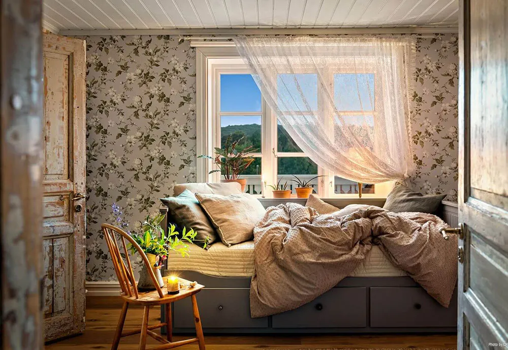 Acogedora casa de campo con papel pintado floral - Gallery image 12