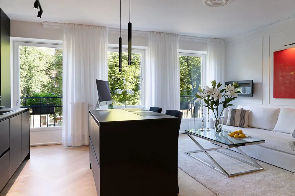 Black Kitchen and Park View: Small Modern Apartment in Stockholm (37 sqm) - Gallery image 10
