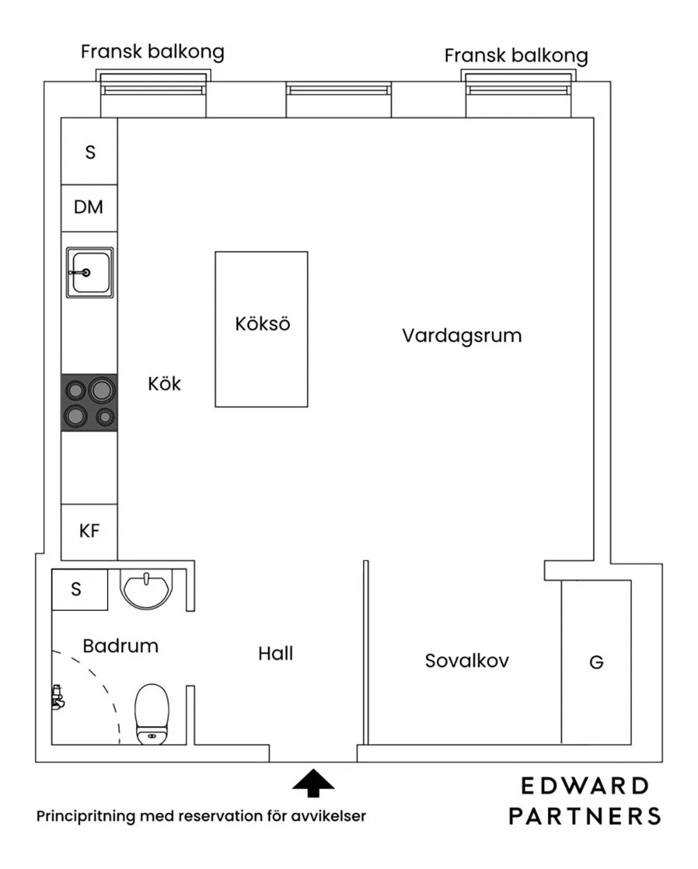 Black Kitchen and Park View: Small Modern Apartment in Stockholm (37 sqm) - Gallery image 17