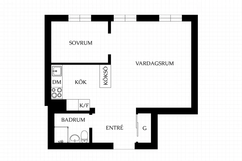 Schöne tiefe Wandfarben im Design einer kleinen Doppelwohnung in Schweden (44 qm) - 23