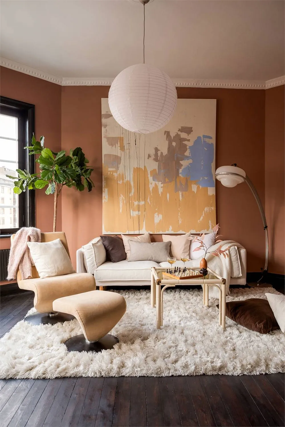 Терракотові стіни та темні акценти: нестандартна квартира в Стокгольмі (60 кв. м) - Gallery image 1