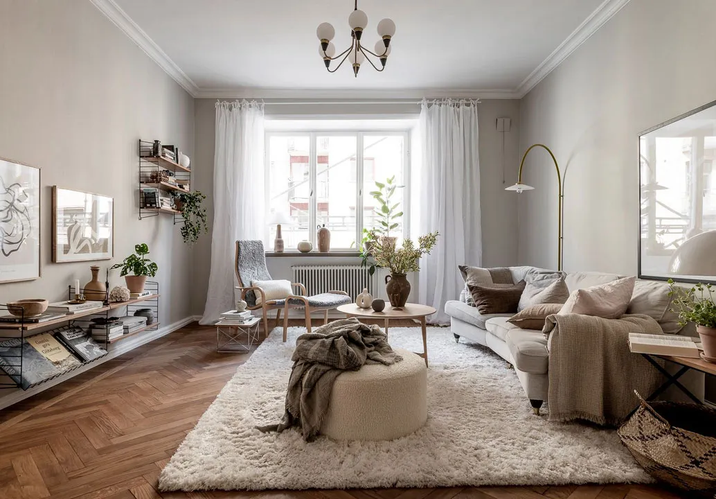 Blütenmuster in der Esszimmer und gemütliche Atmosphäre: Wohnung in Göteborg - Gallery image 7