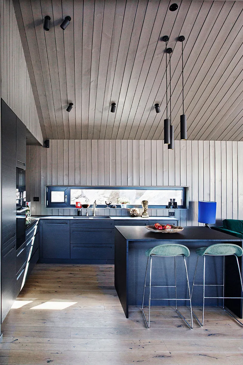 Interior in Blue and Green Tones for a Mountain House in Sweden - Gallery image 5