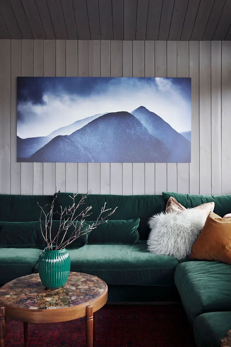 Interior in Blue and Green Tones for a Mountain House in Sweden - Gallery image 4