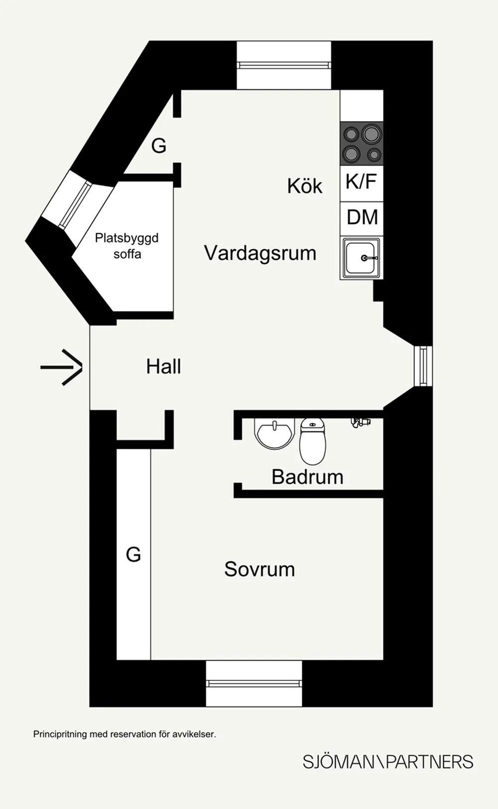 स्वीडन में एक असामान्य छोटा अपार्टमेंट, जिसमें अलग बेडरूम है (29 वर्ग मीटर) - Gallery image 18