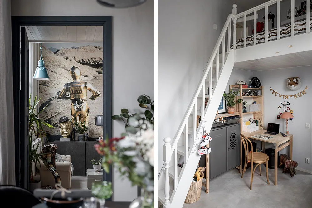 スウェーデンにある73平方メートルの魅力的なロフト付きアパートのデザインにおける様々なスタイルの要素 - Gallery image 27