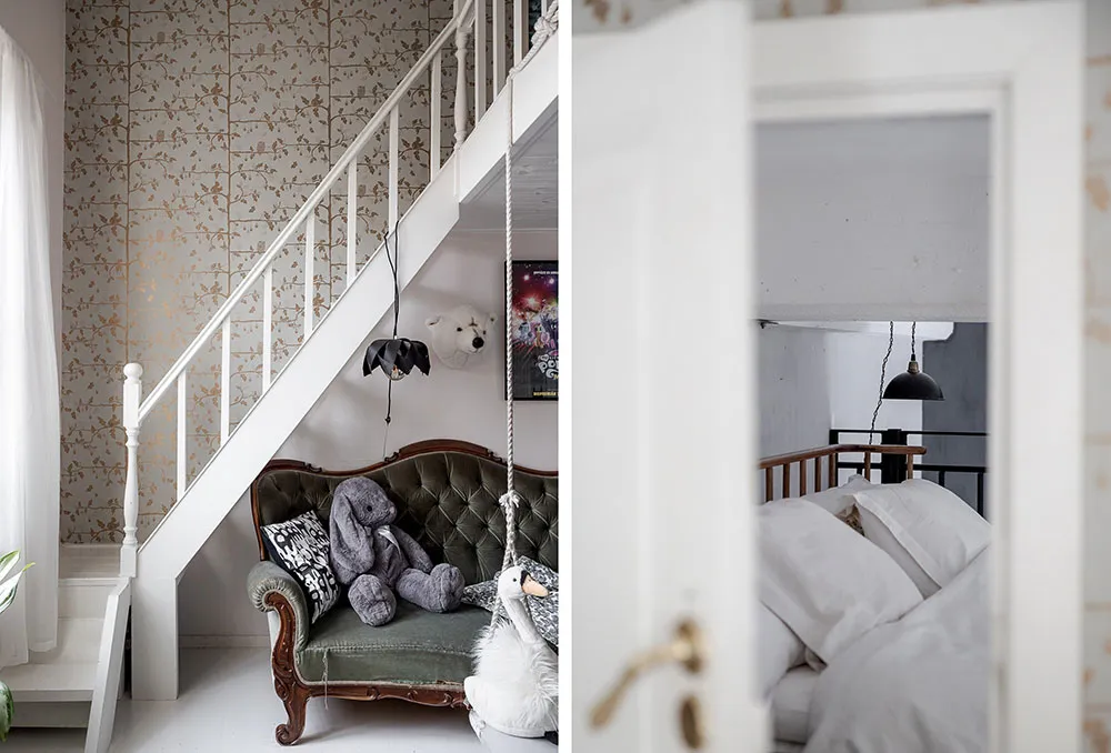 スウェーデンにある73平方メートルの魅力的なロフト付きアパートのデザインにおける様々なスタイルの要素 - Gallery image 33