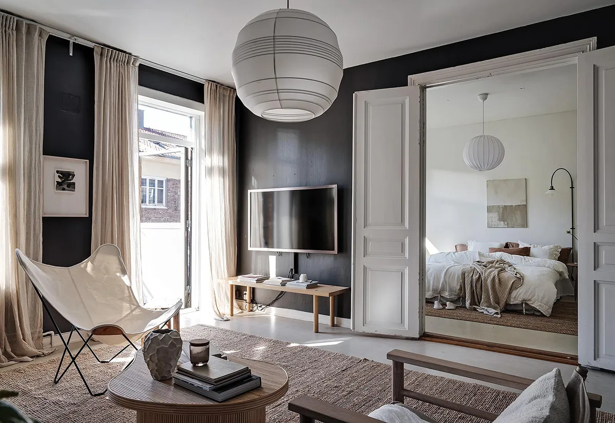 Уютный черно-белый интерьер шведской квартиры - Gallery image 2