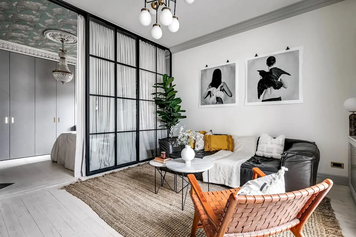 Szwedzki mieszkanie z windową schodami i sypialnią za szybą (72 m²) - Gallery image 8