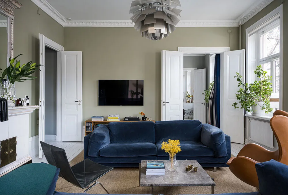 Sala oliva y tablas de surf: apartamento espacioso en Estocolmo - Gallery image 3