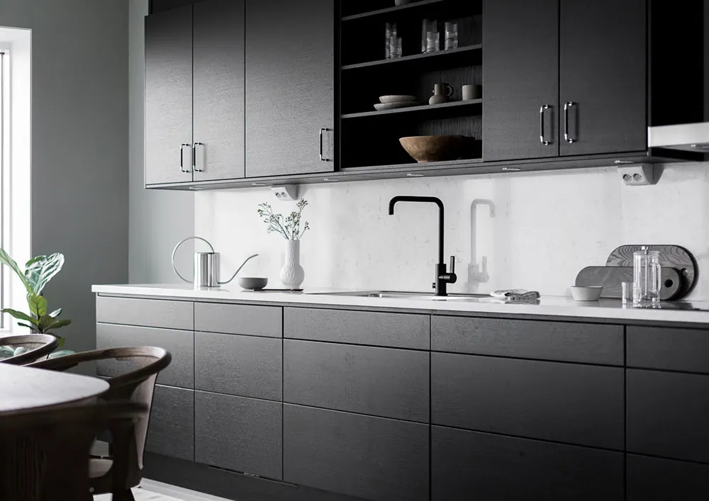 Nowoczesny skandynawski interior w odcieniach szarości w wysokim budynku w Gotenburze - Gallery image 5