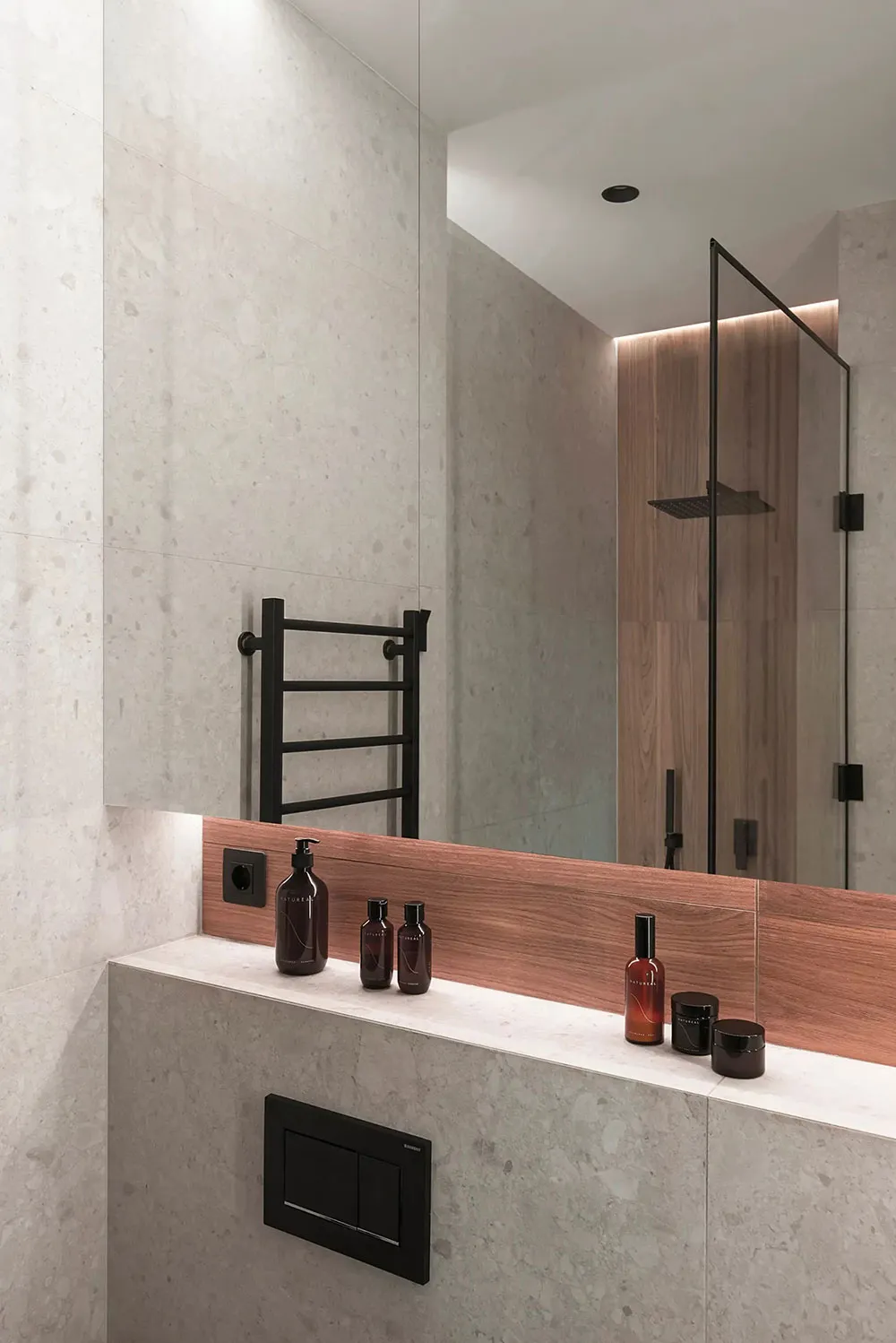 Minimalistische Wohnung in Kiew mit Schlafzimmer hinter Glas (46 qm) - Gallery image 14