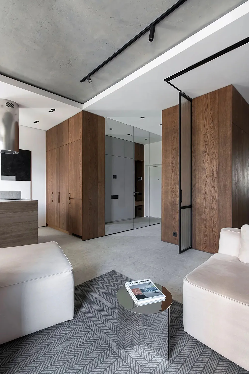 Minimalistische Wohnung in Kiew mit Schlafzimmer hinter Glas (46 qm) - Gallery image 4