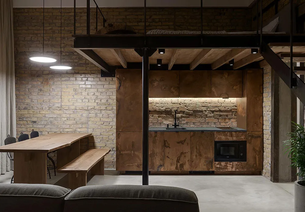 Minimalismo industrial y antresol: pequeña vivienda soltera en Kiev (41 m²) - Gallery image 2