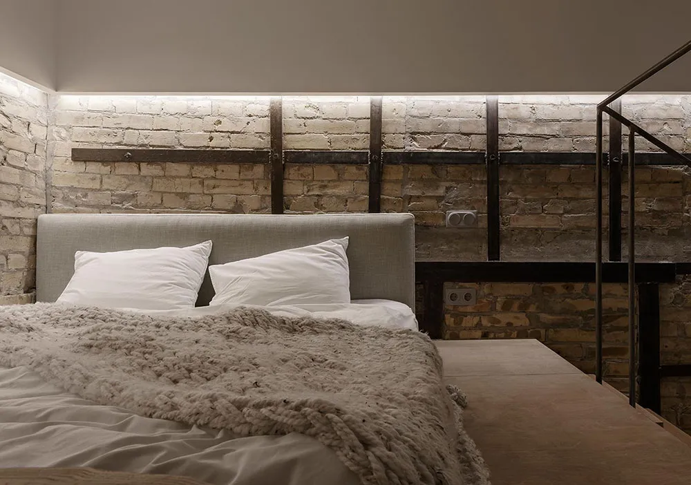 Minimalismo industrial y antresol: pequeña vivienda soltera en Kiev (41 m²) - Gallery image 6