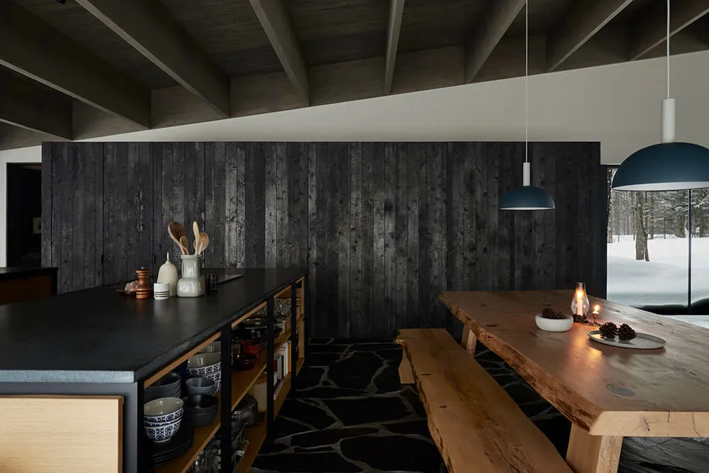 Belleza de la piedra oscura en el diseño de una casa moderna en el bosque de Canadá - Gallery image 3