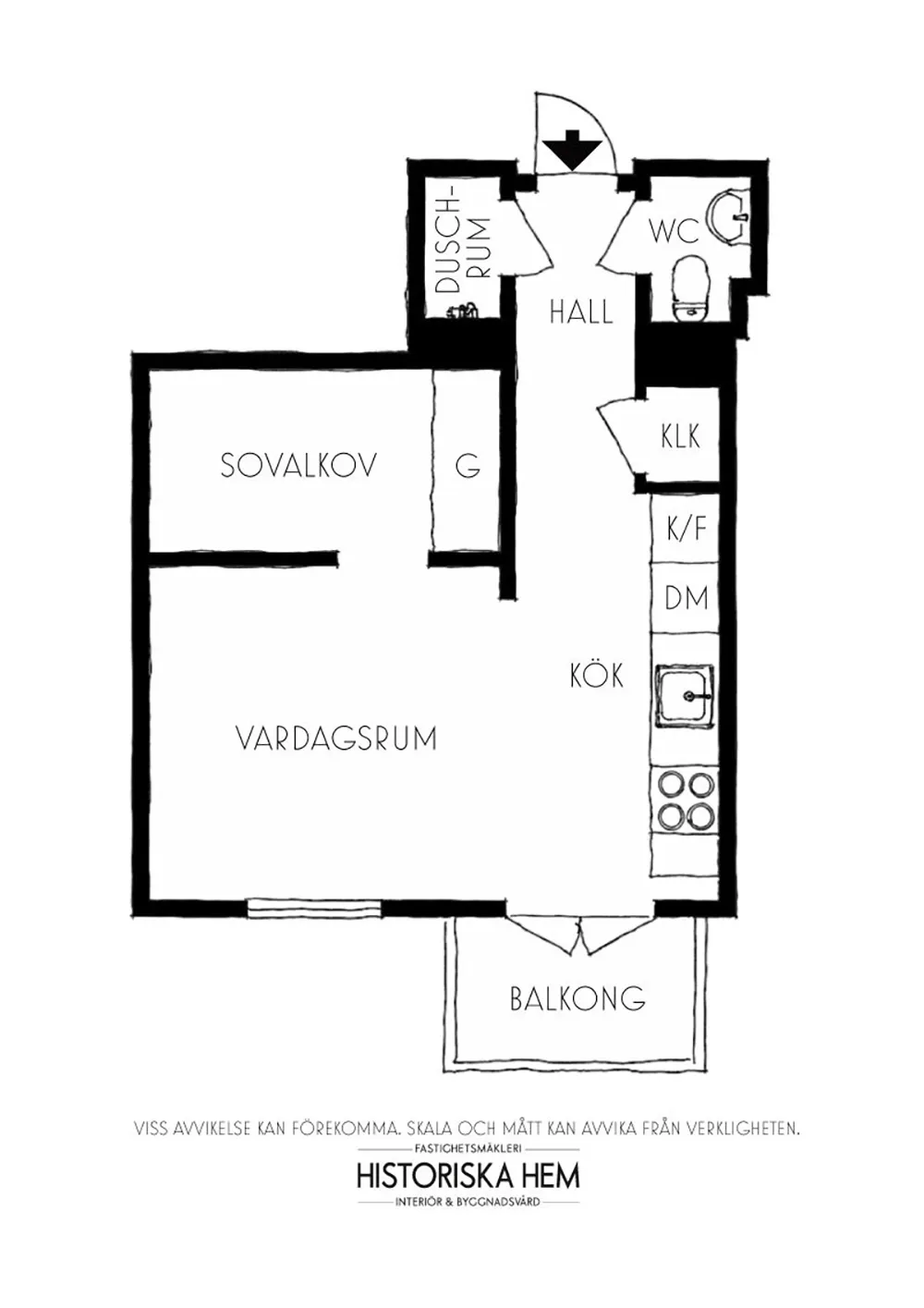 Маленькая шведская квартира с тёмным полом и спальней в нише (35 кв. м) - Gallery image 21