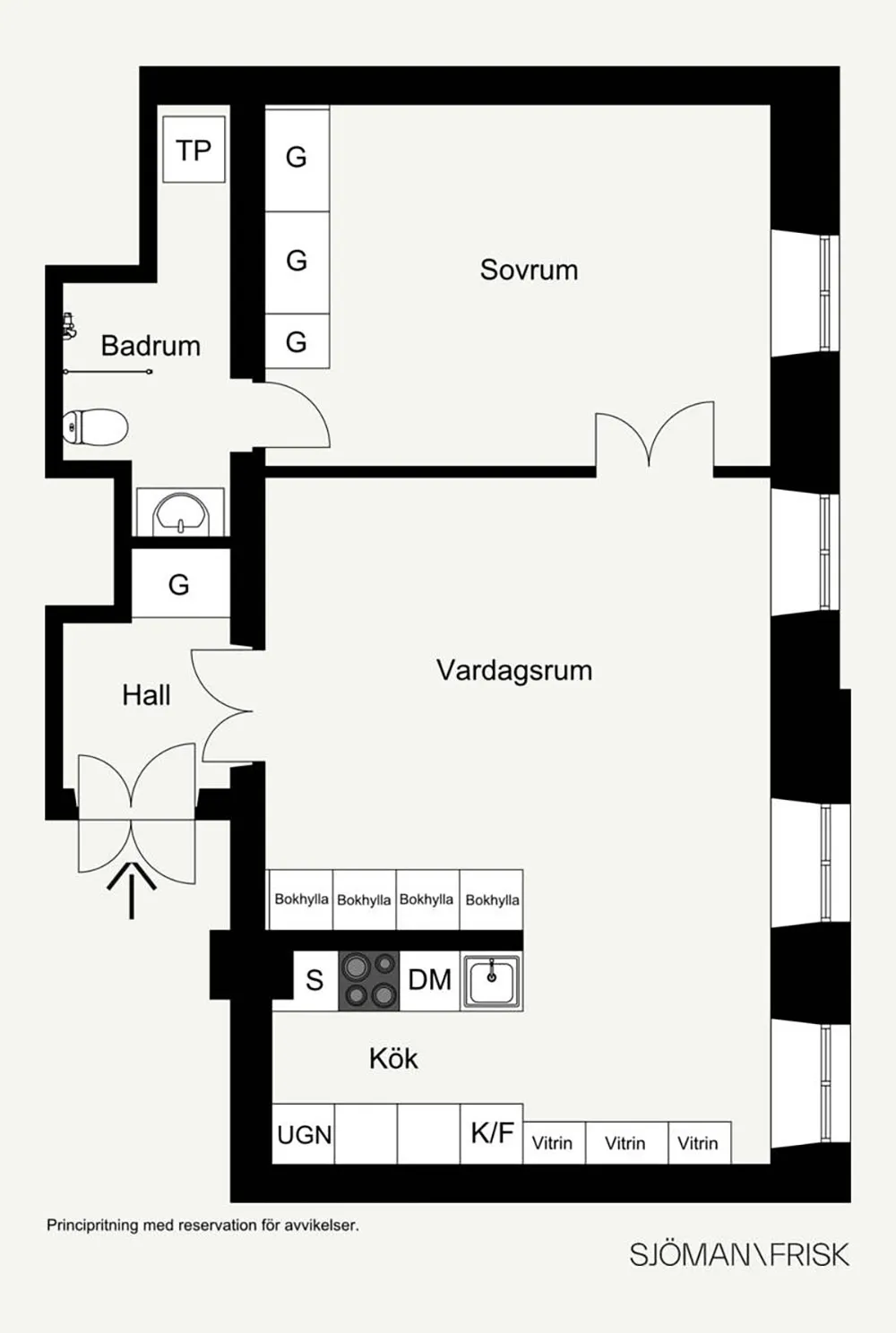 Élegante appartement suédois avec chambre à coucher bleue foncé (62 m²) - Gallery image 23