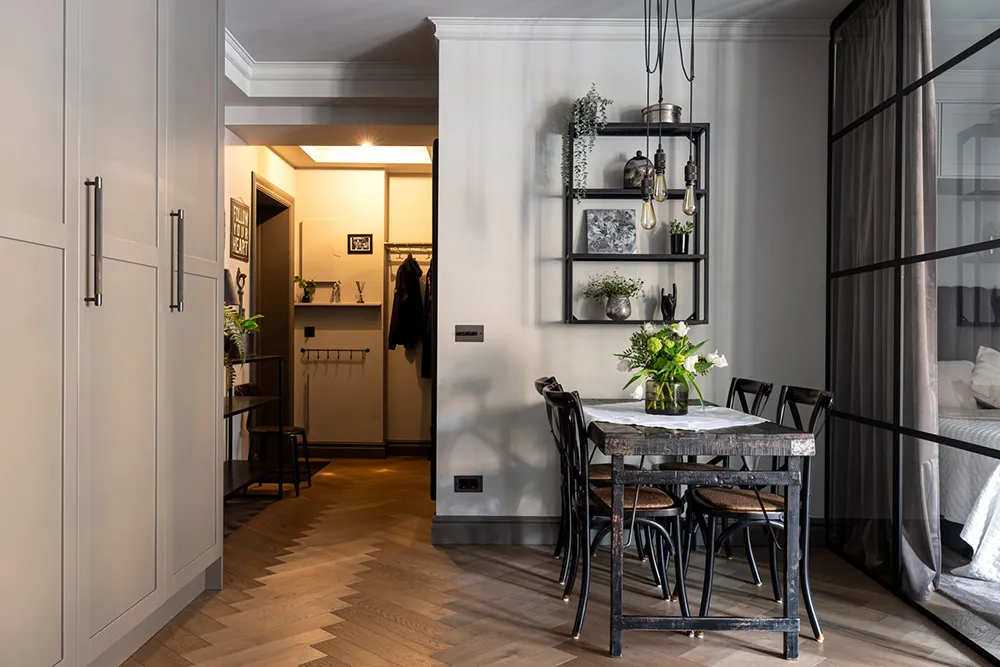Styles et tons gris avec une cloison en verre : studio en Suède à Stockholm (54 m²) - Gallery image 18