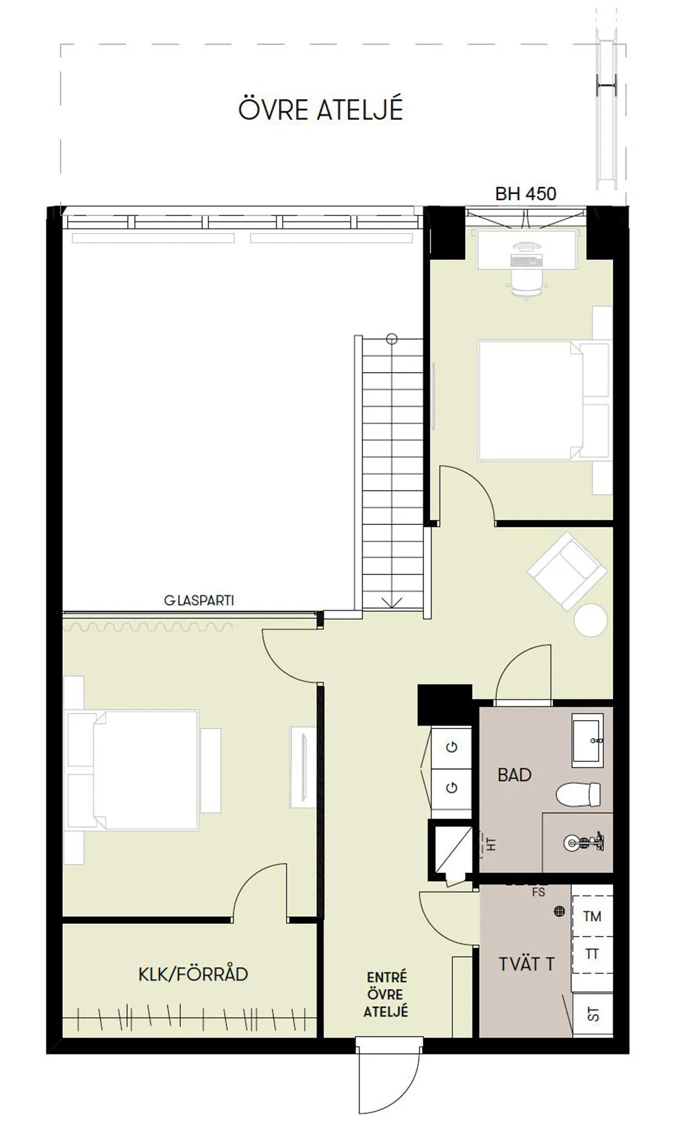 Spokojny skandynawski loft z czarną kuchnią i antresolą - Gallery image 22