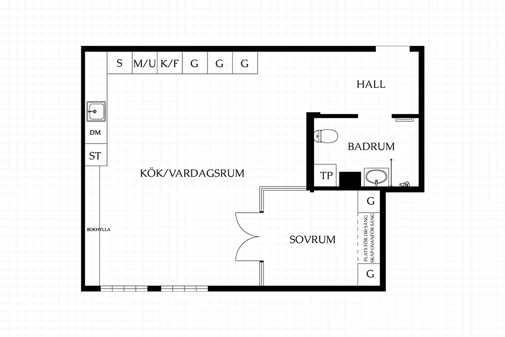 Styles et tons gris avec une cloison en verre : studio en Suède à Stockholm (54 m²) - Gallery image 28