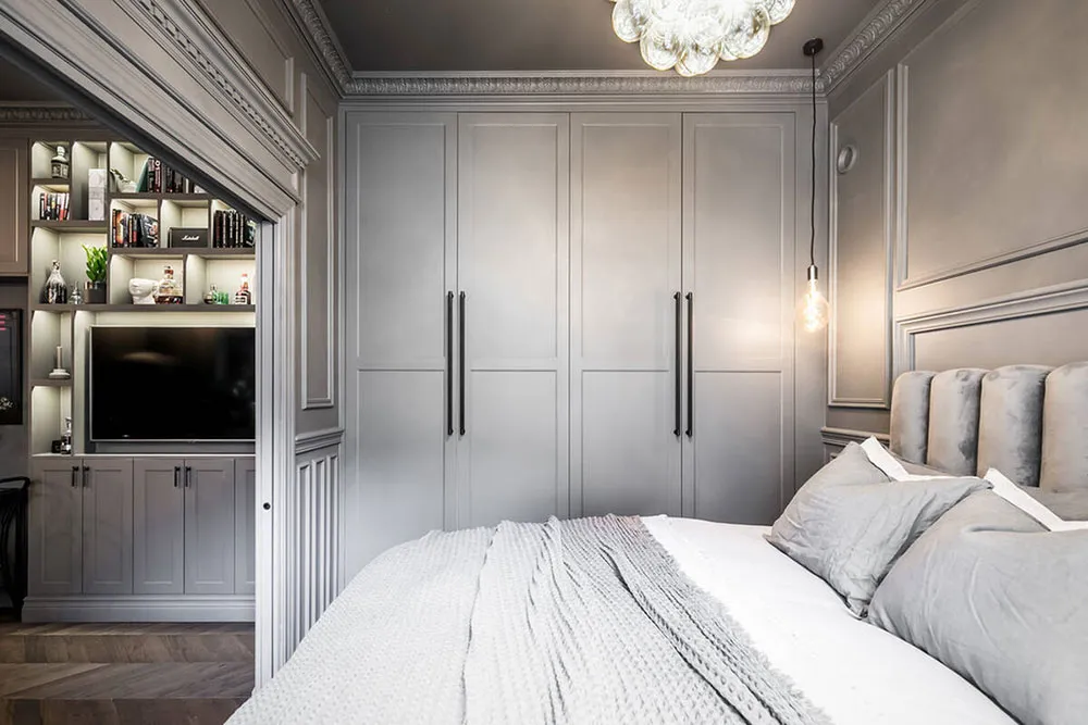 Style moderne d'intérieur gris pour une petite appartement de 39 m² avec salon passant - Gallery image 5