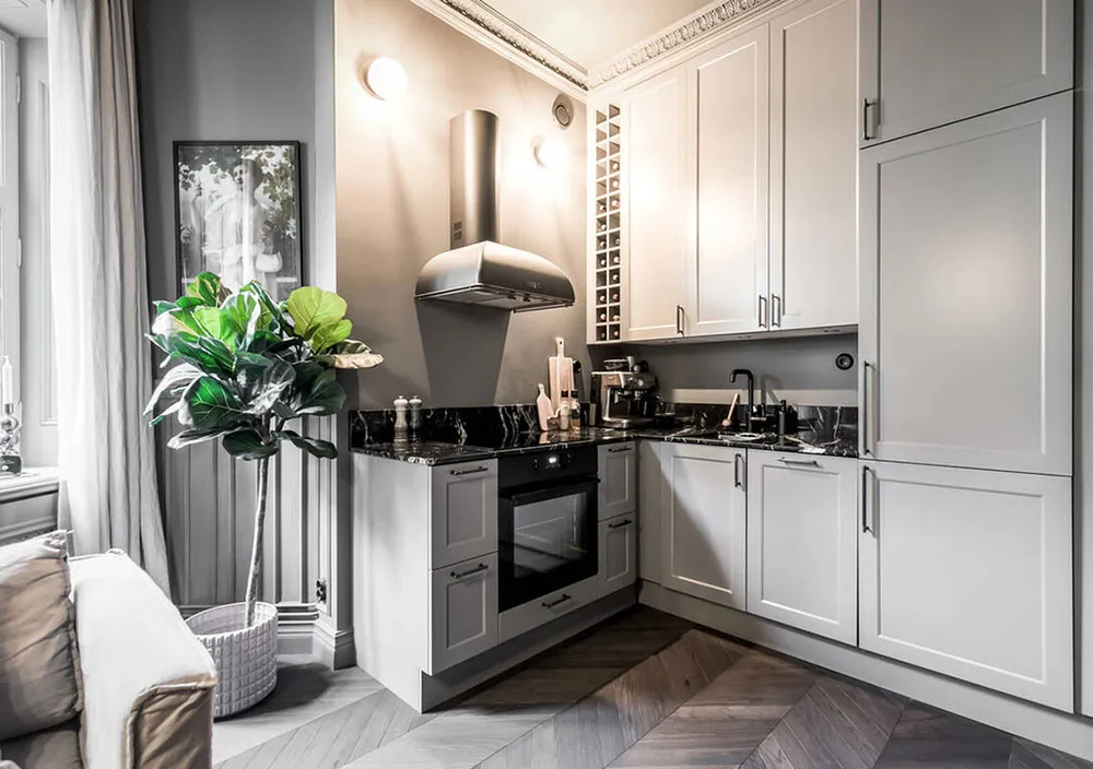 Style moderne d'intérieur gris pour une petite appartement de 39 m² avec salon passant - Gallery image 10