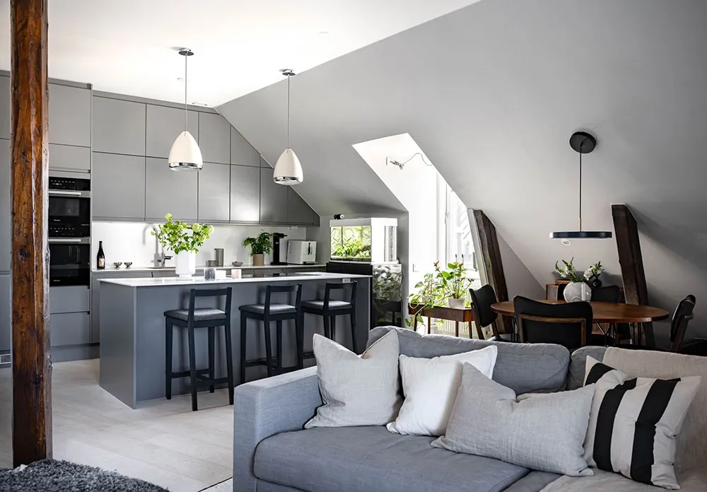 Diseño inusual de apartamento de ático en Suecia (63 m²) - Gallery image 1