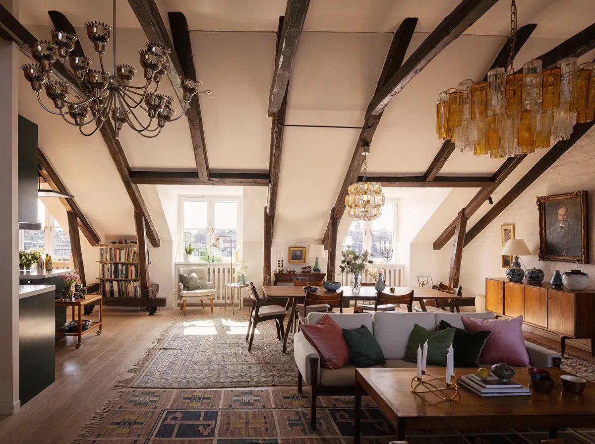 Живая мансарда с ретро-настроением в Стокгольме - Gallery image 8