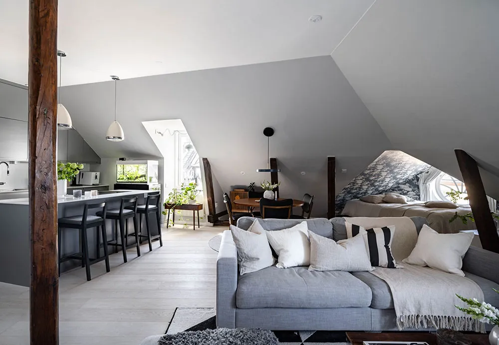Diseño inusual de apartamento de ático en Suecia (63 m²) - Gallery image 2