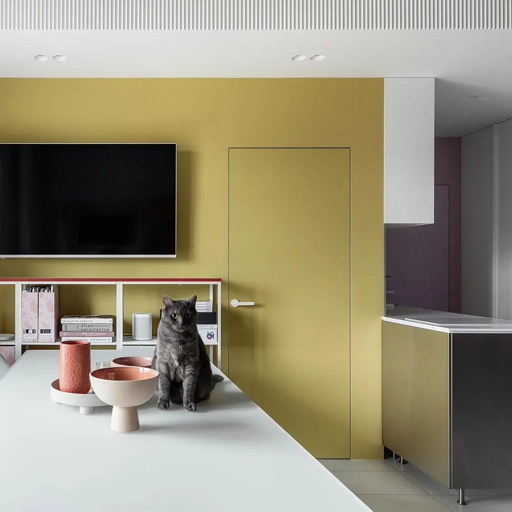 Pequeña habitación pastel con diseño de interior en Kiev para descanso y trabajo (38 m²) - Gallery image 15