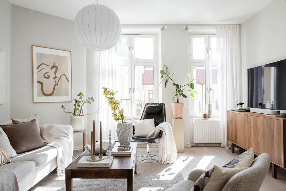 Intérieur scandinave doux, caressé par le soleil (49 m²) - Gallery image 1