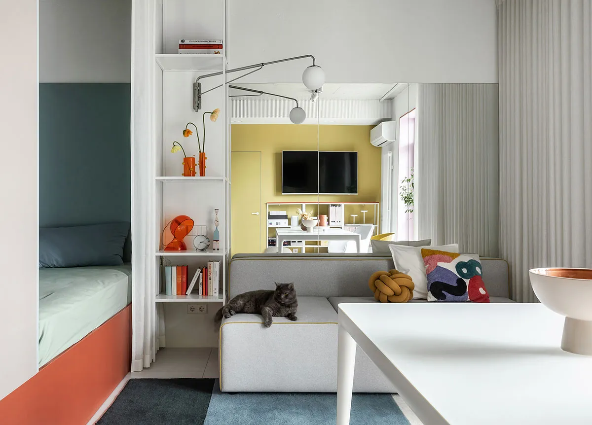 Pequeña habitación pastel con diseño de interior en Kiev para descanso y trabajo (38 m²) - Gallery image 4