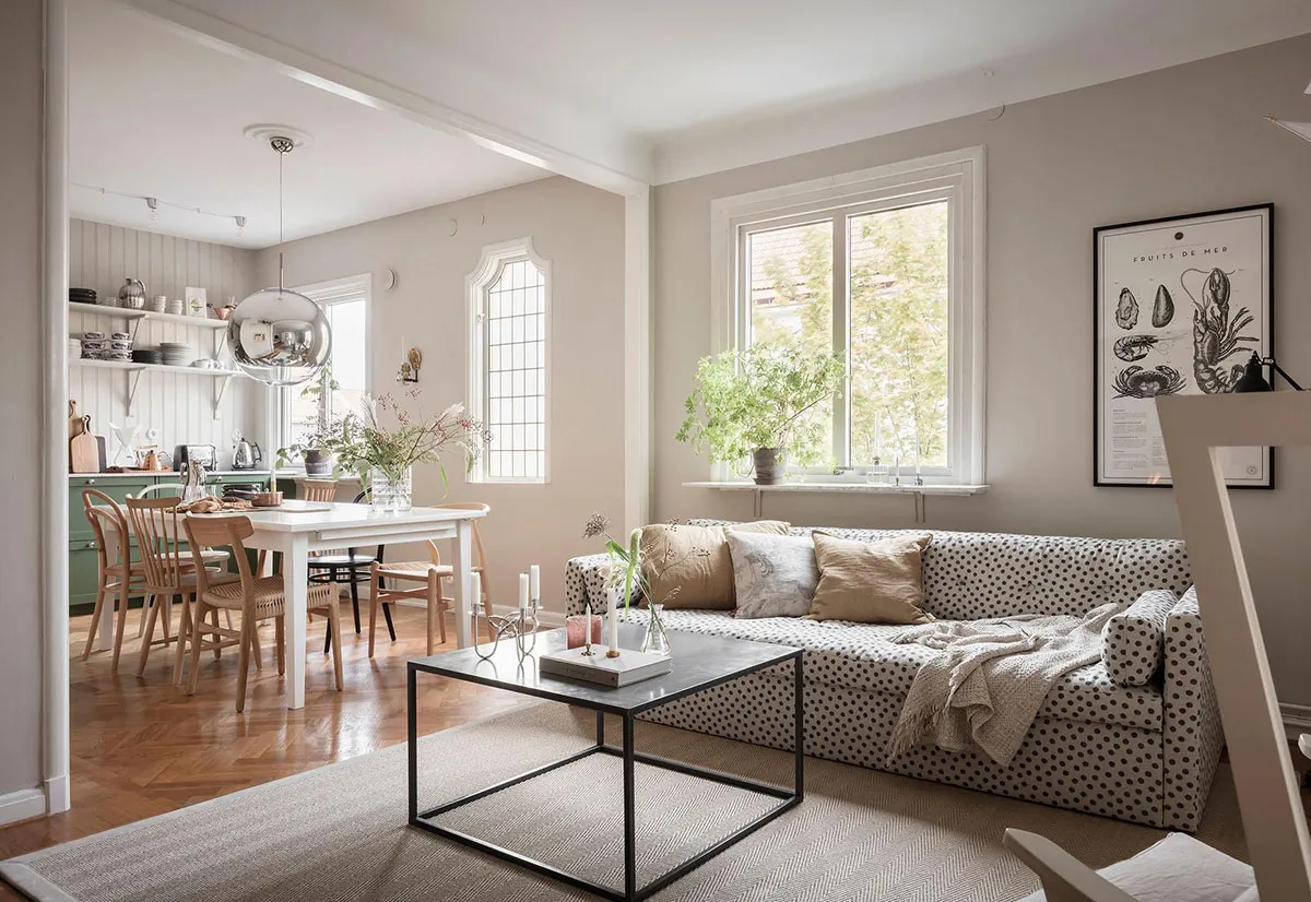 Schlafsofa in Punktmuster und Noten von gemütlichem Country-Stil: Wohnung in Göteborg (90 qm) - Gallery image 9