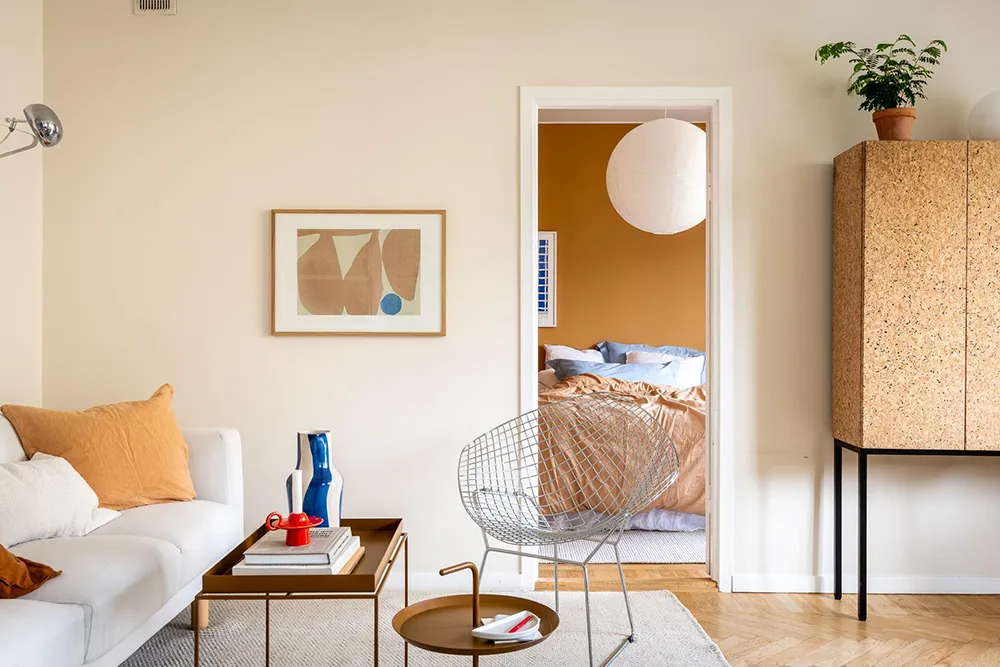 Acentes cálidos de terracota y otros en el diseño de un apartamento pequeño (49 m²) - Gallery image 9