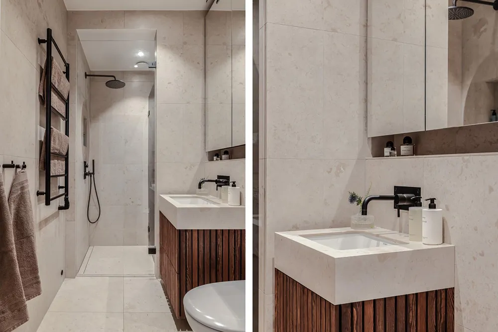 Plafond rose et canapé tacheté : un appartement lumineux à Stockholm (61 m²) - Gallery image 15