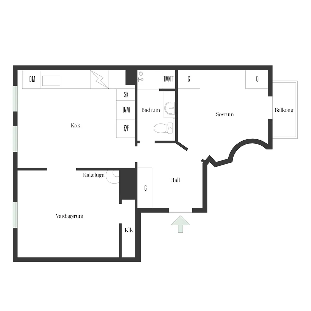 Plafond rose et canapé tacheté : un appartement lumineux à Stockholm (61 m²) - Gallery image 26