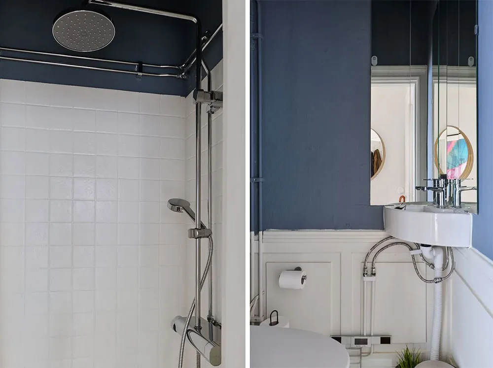 Increíble pequeña apartamento con paredes azules y decoración artística (33 m²) - Gallery image 17