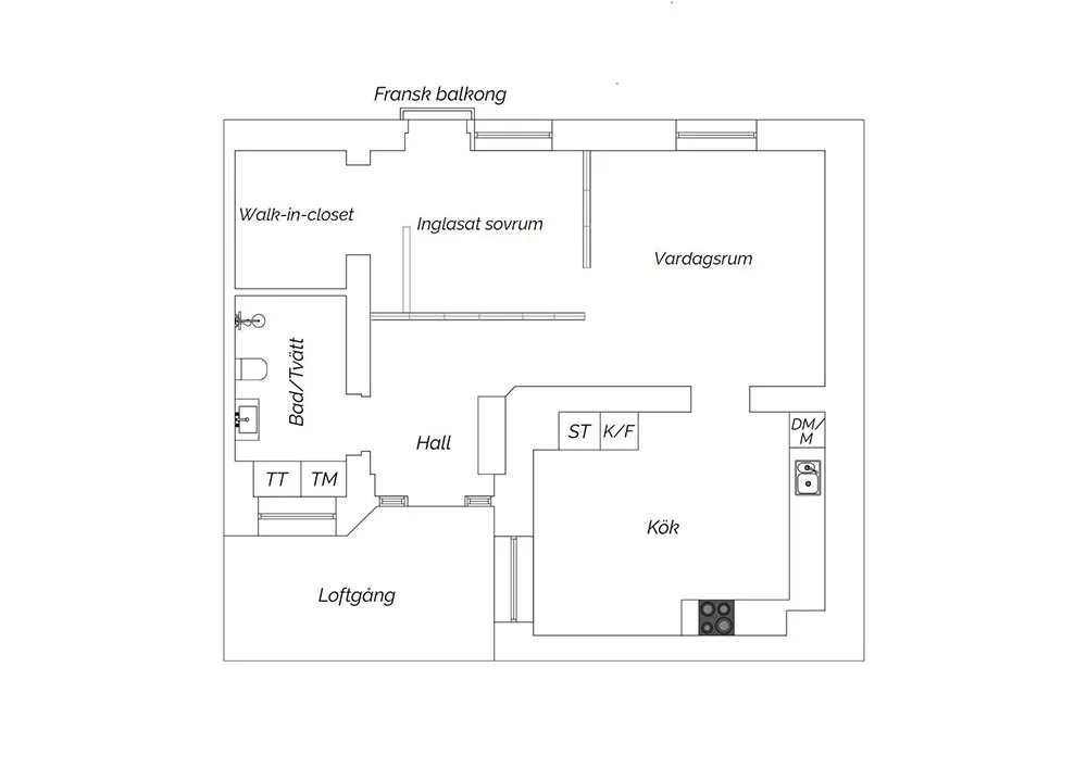 Квартира со спальней за стеклом в доме 19 века в Гетеборге (58 кв. м) - Gallery image 28