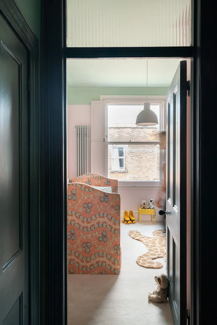 Mint Walls, Yellow Kitchen and Orange Sofa: Modern Interior in a London Townhouse - Gallery image 17