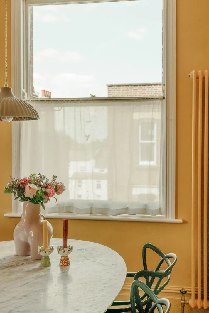 Mint Walls, Yellow Kitchen and Orange Sofa: Modern Interior in a London Townhouse - Gallery image 13