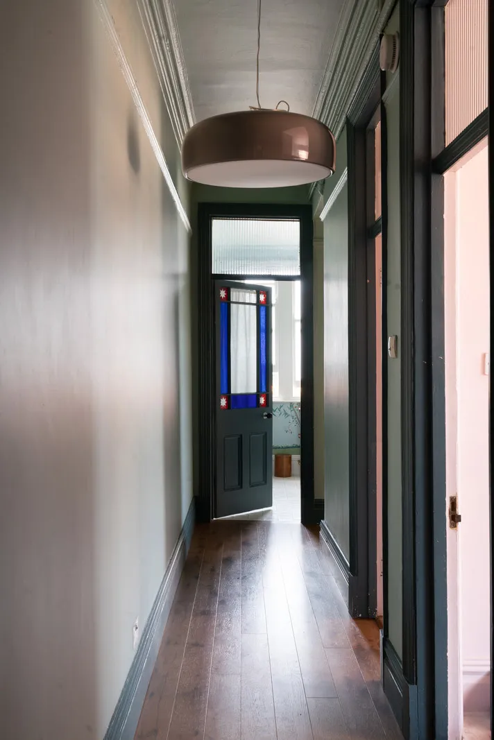 Mint Walls, Yellow Kitchen and Orange Sofa: Modern Interior in a London Townhouse - Gallery image 21