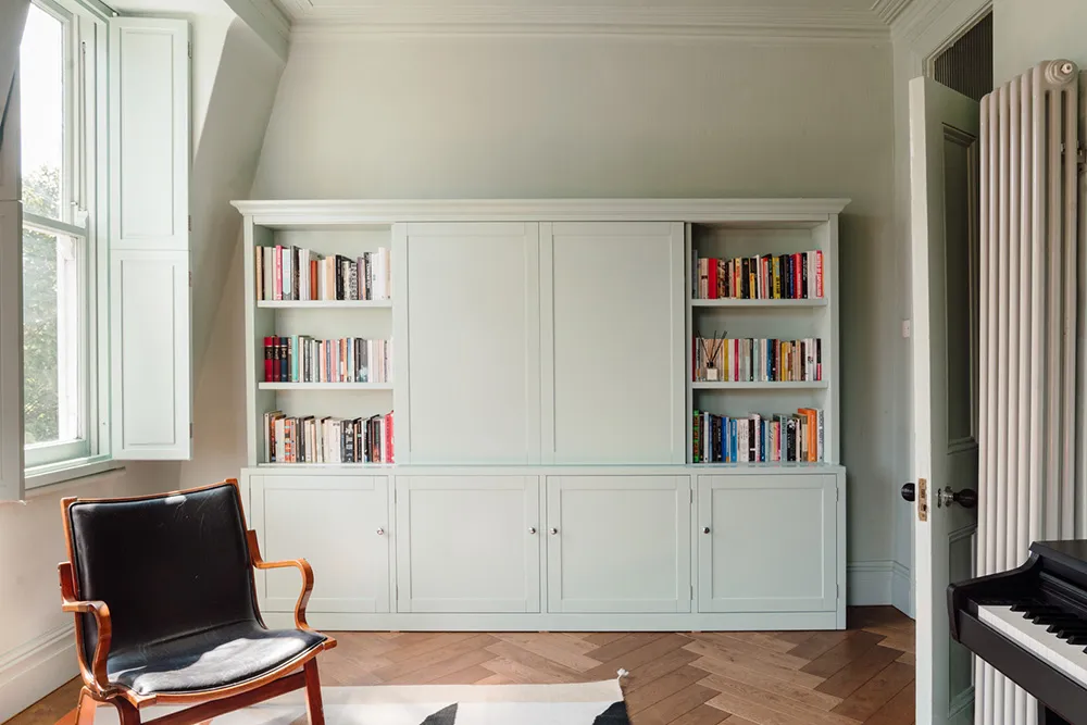 Mint Walls, Yellow Kitchen and Orange Sofa: Modern Interior in a London Townhouse - Gallery image 5