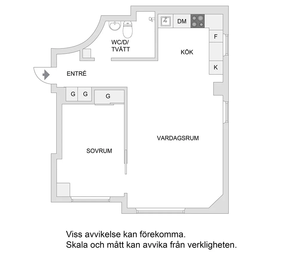 Cloisonnement en verre et chambre verte : appartement en Suède (56 m²) - Gallery image 12