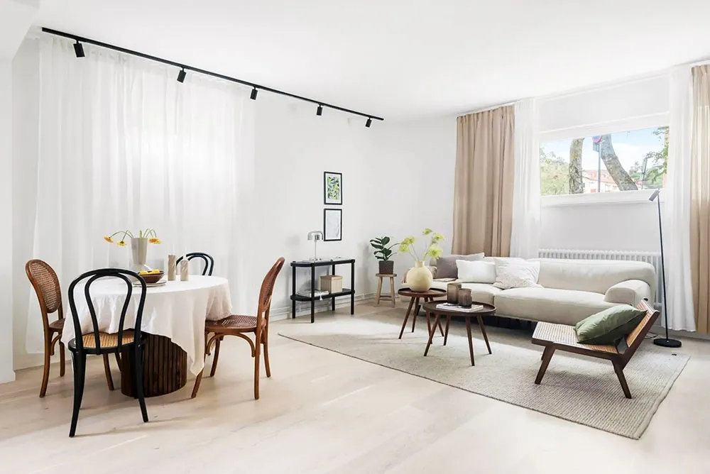 Cloisonnement en verre et chambre verte : appartement en Suède (56 m²) - Gallery image 6