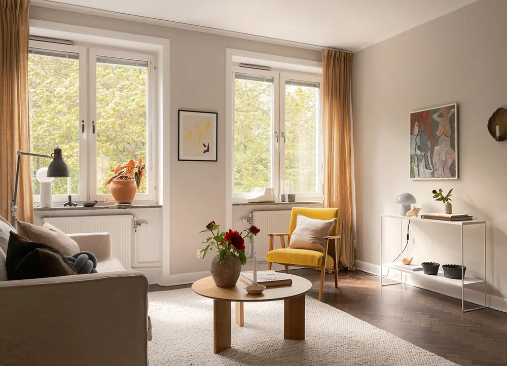 कोमल, उत्तरी यूरोपीय सजावट; हल्के पीले रंग के तत्व (65 वर्ग मीटर) - Gallery image 1